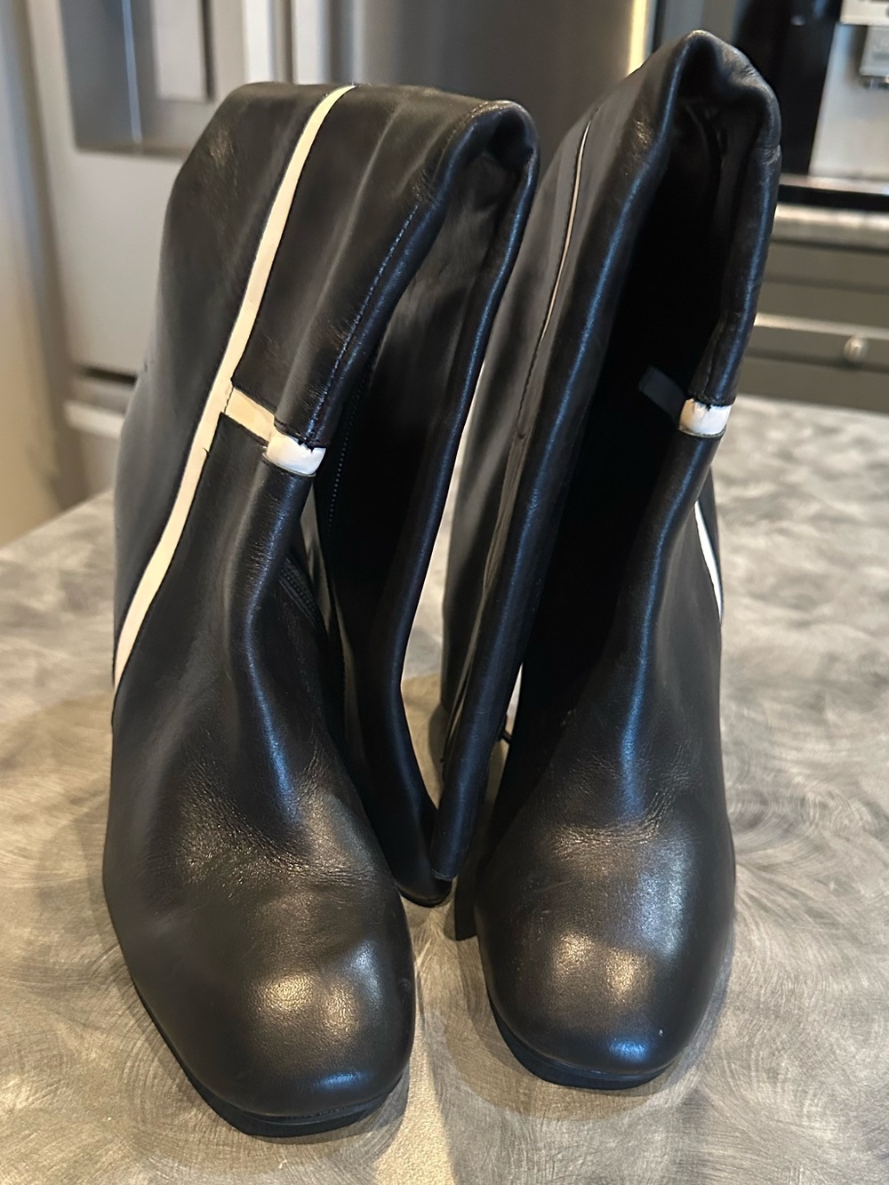 Calvin Klein Black Boots with White Trim